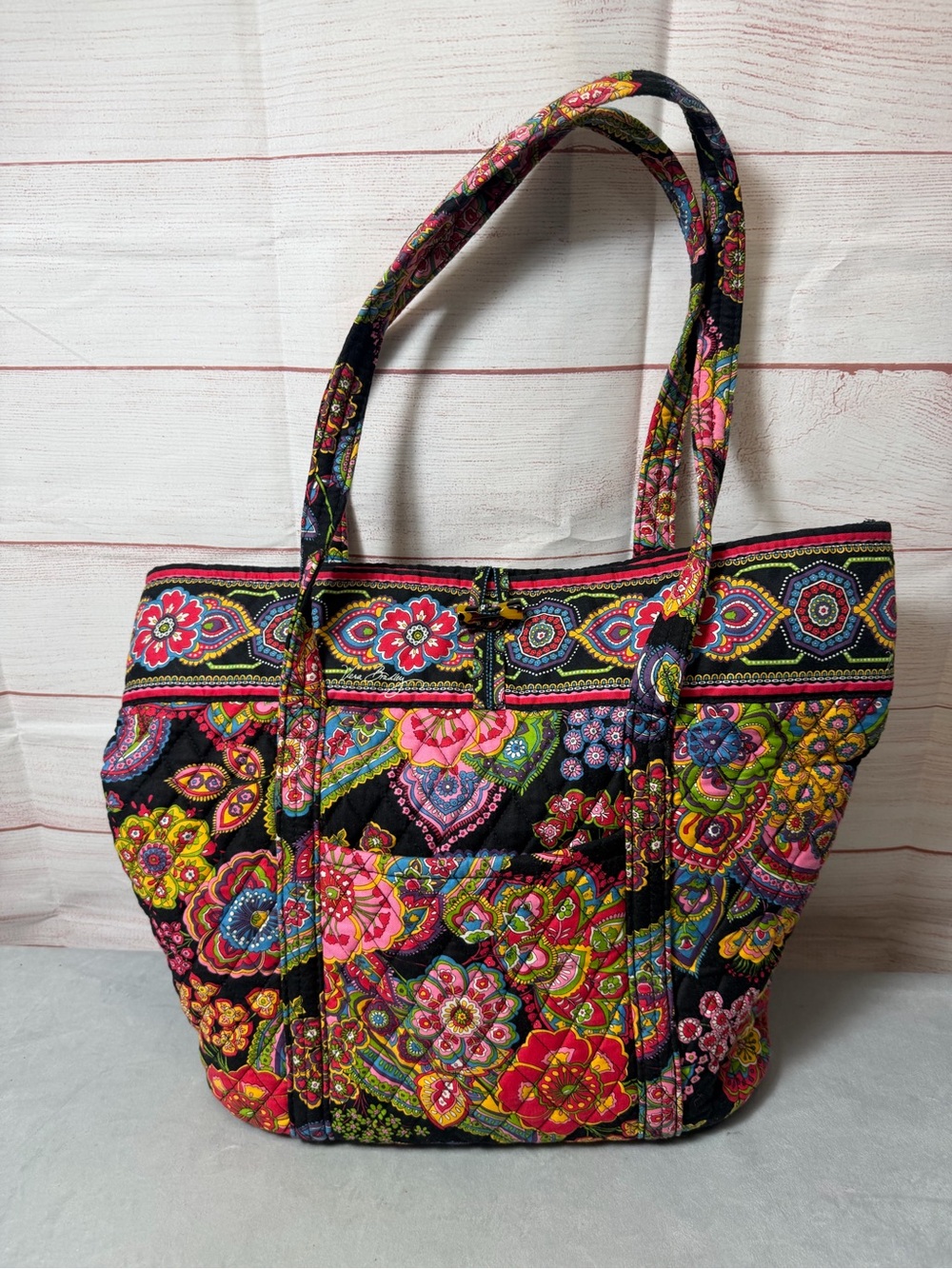 Vera Bradley Symphony In Hue Vera Quilted Tote Colorful Retired Vintage